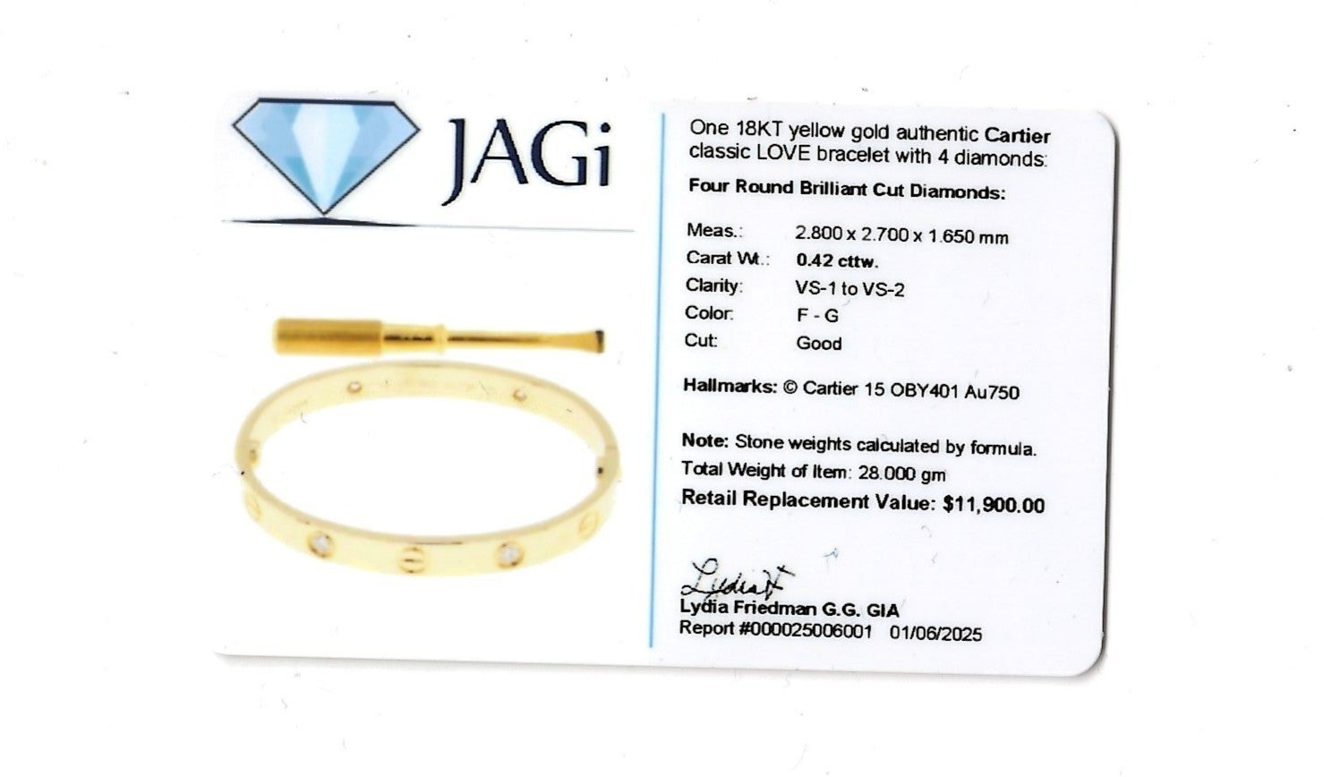 Cartier Bracelet jonc LOVE en or jaune 18 carats avec boîte, taille 15 en vente 7