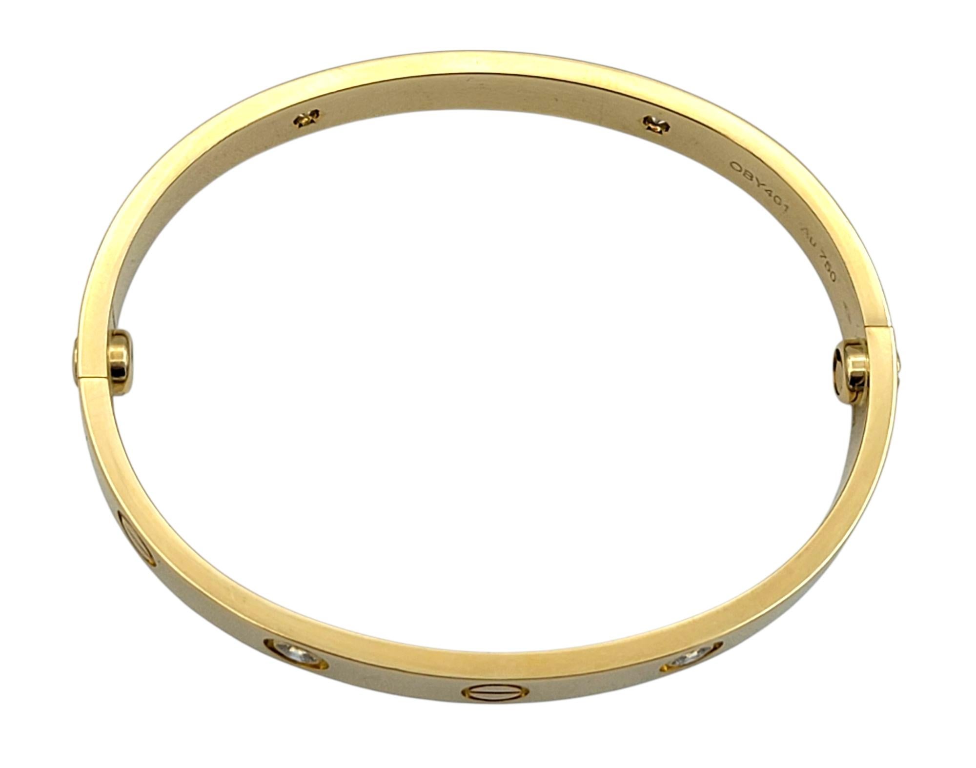Taille ronde Cartier Bracelet jonc LOVE en or jaune 18 carats avec boîte, taille 15 en vente
