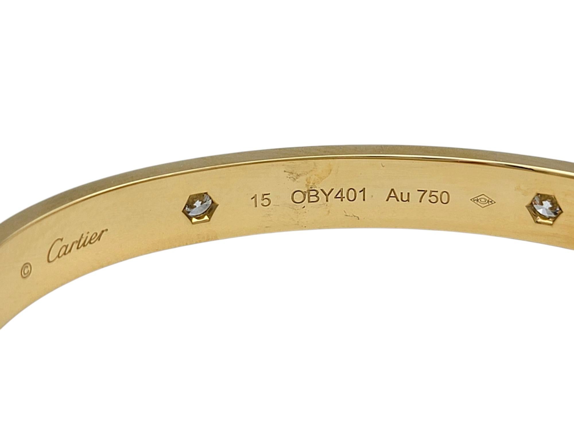 Cartier Bracelet jonc LOVE en or jaune 18 carats avec boîte, taille 15 Pour femmes en vente
