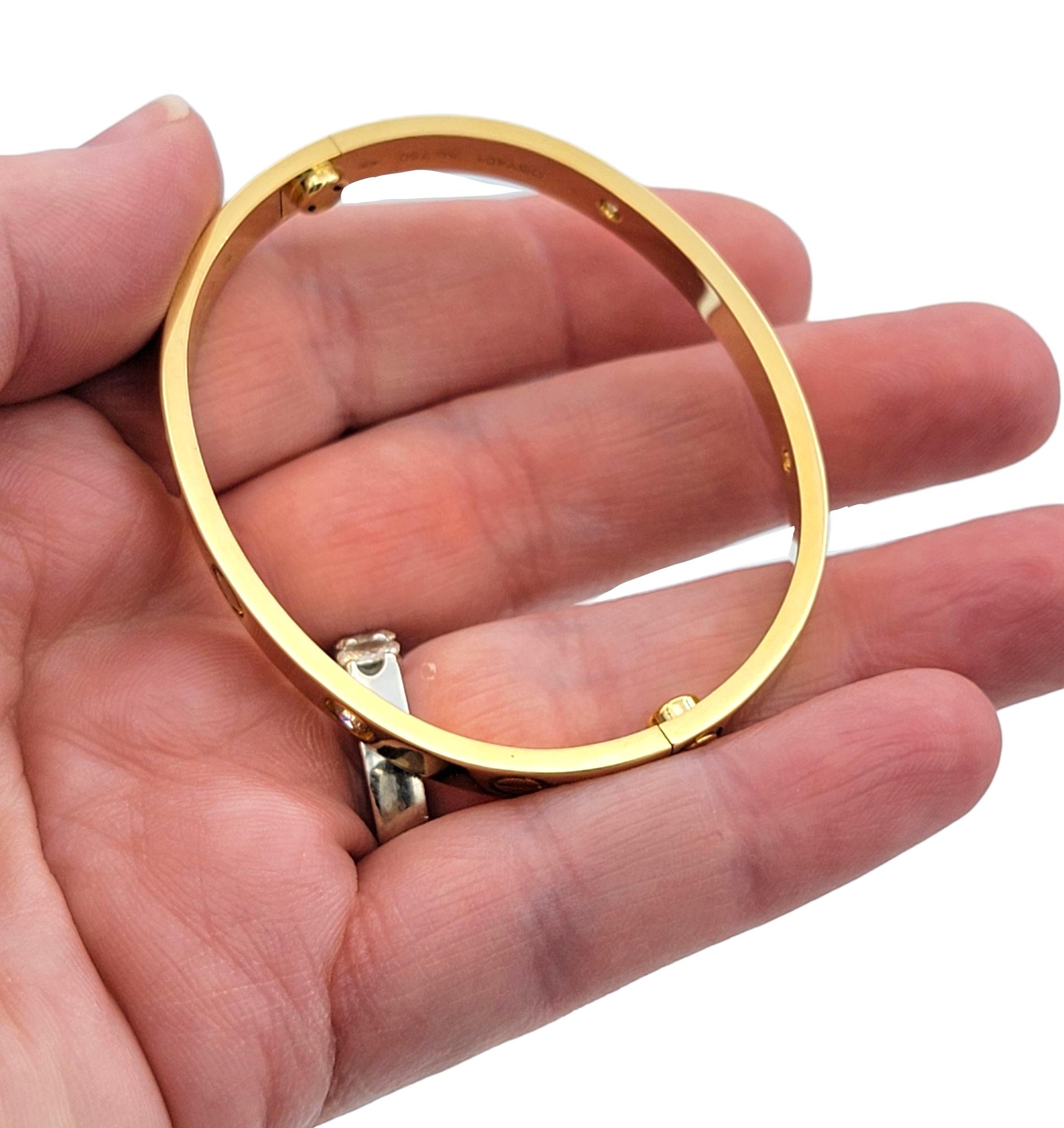Cartier Bracelet jonc LOVE en or jaune 18 carats avec boîte, taille 15 en vente 3