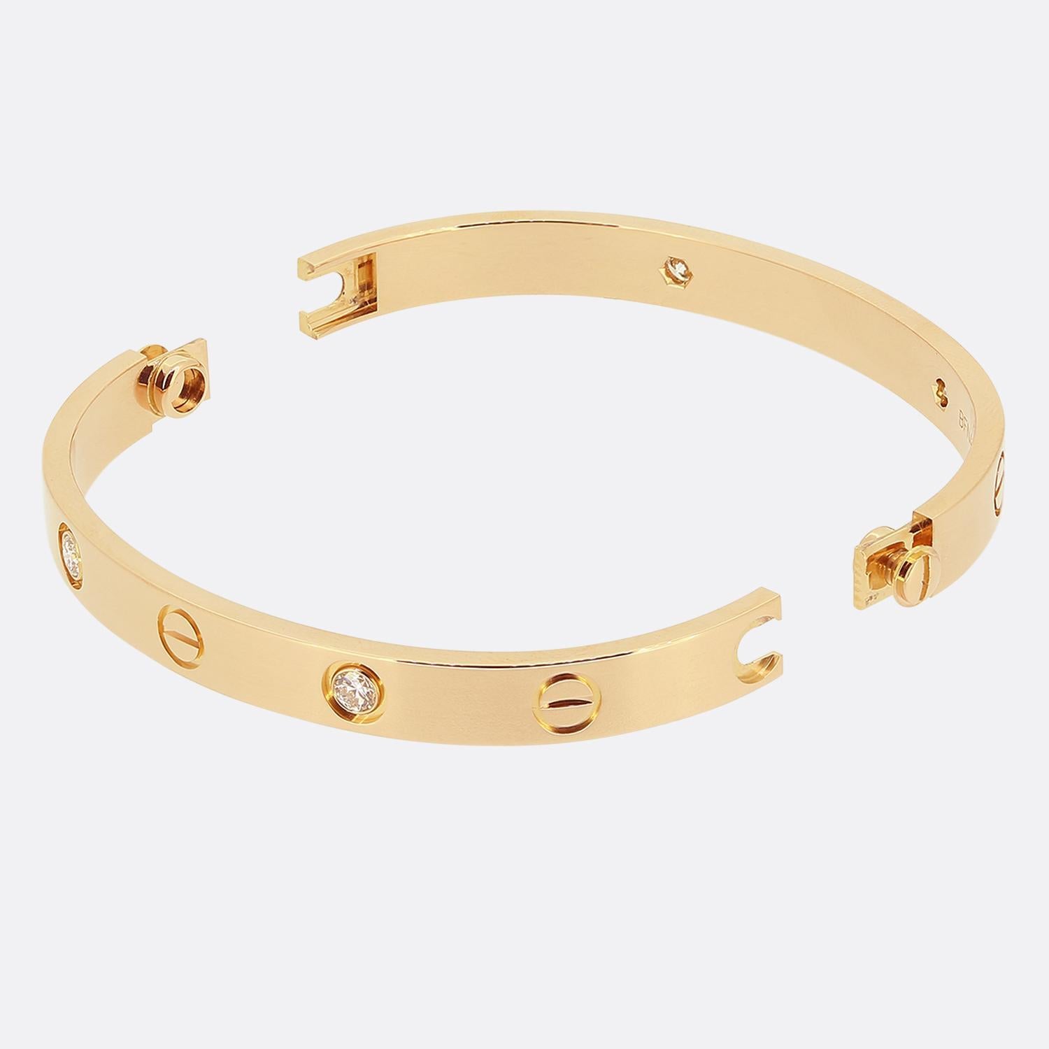 Brazalete Cartier Cuatro Diamantes LOVE Talla 16 Corte brillante en venta
