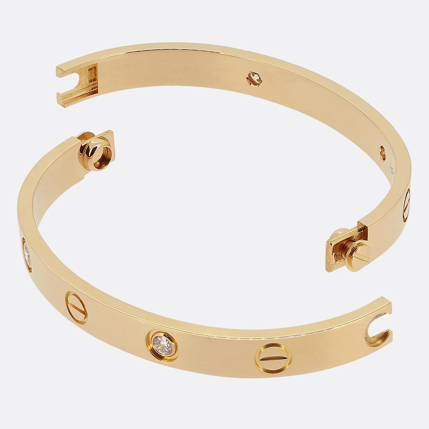Brazalete Cartier Cuatro Diamantes LOVE Talla 16 Corte brillante en venta