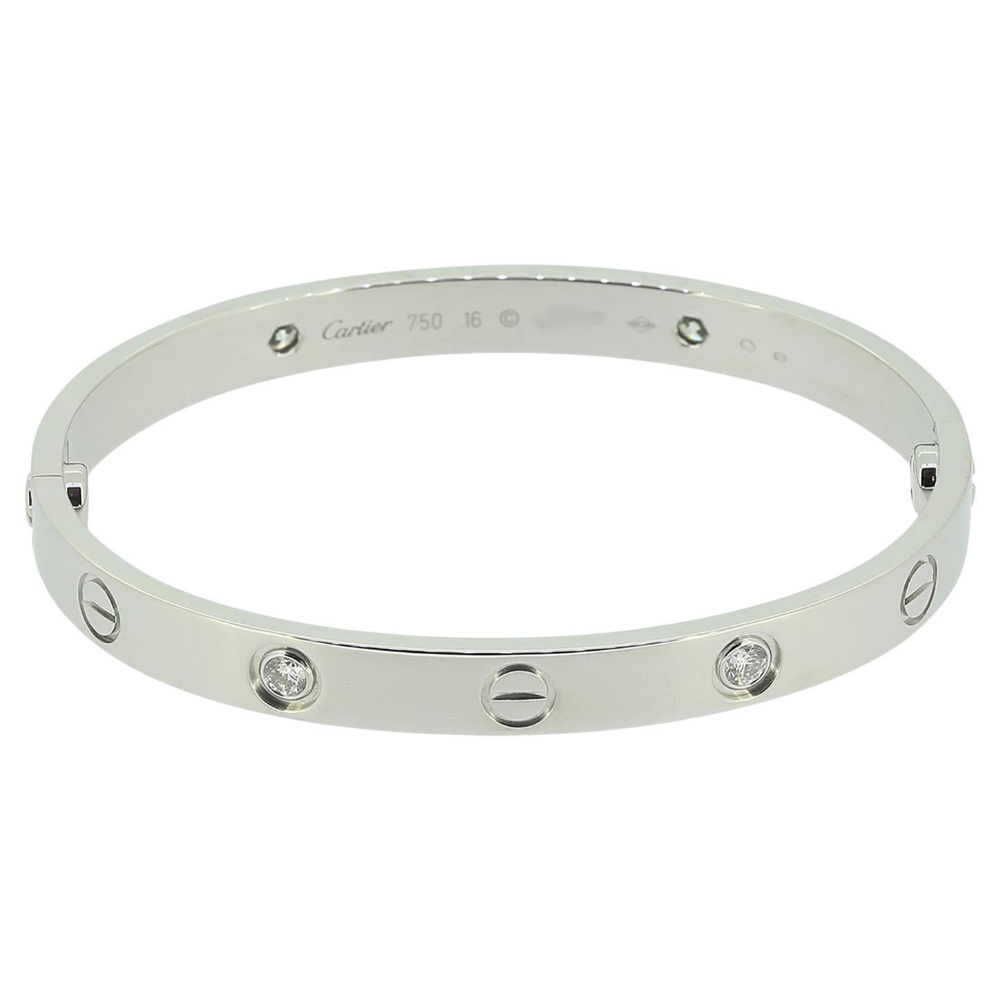 Brazalete Cartier Cuatro Diamantes LOVE Talla 16 en venta
