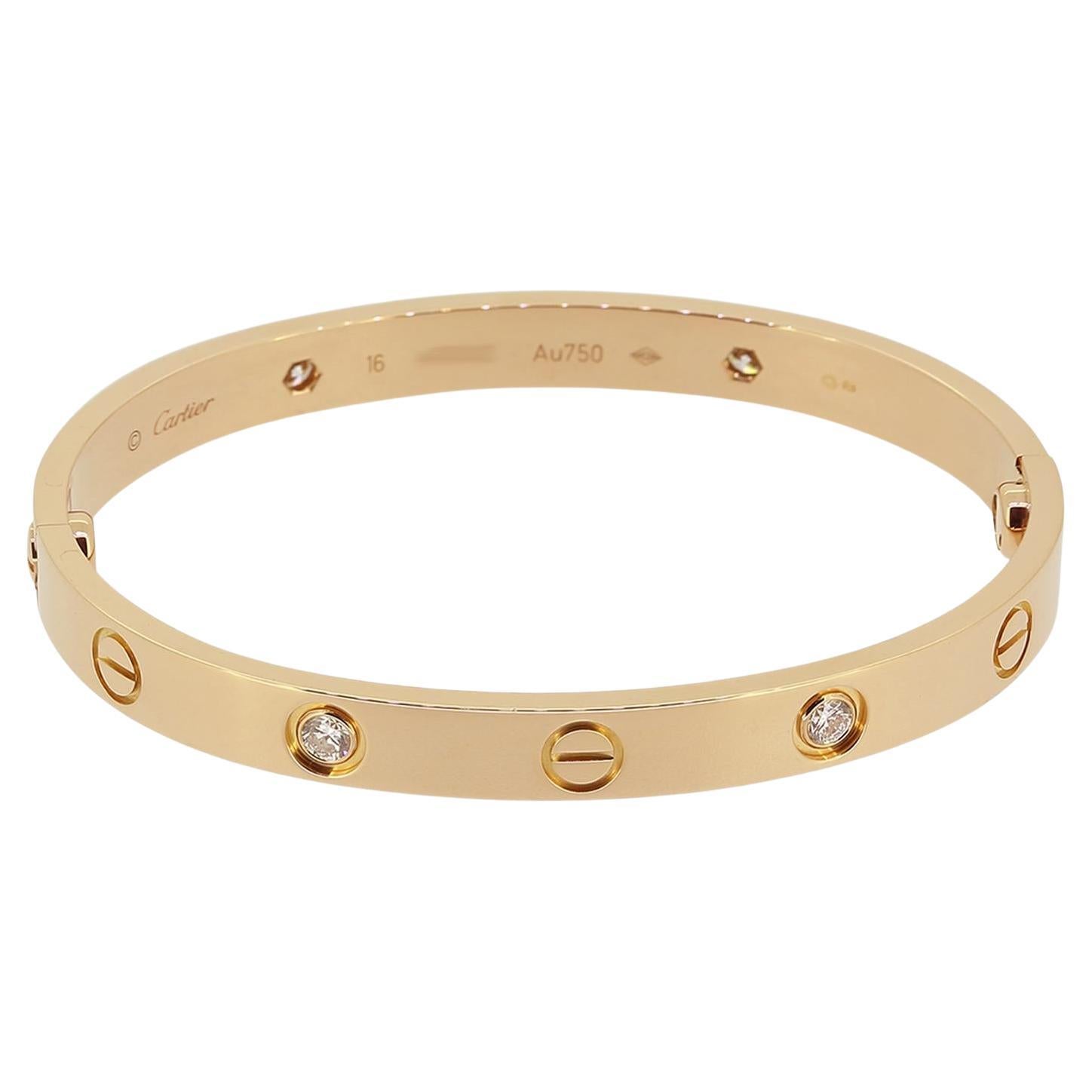 Brazalete Cartier Cuatro Diamantes LOVE Talla 16