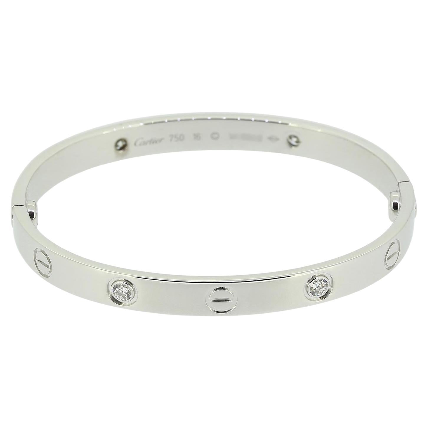 Cartier Four Diamond LOVE Bangle Size 16
