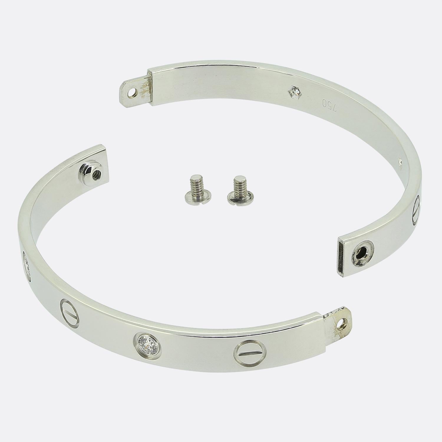 Brazalete Cartier Cuatro Diamantes LOVE Talla 17 Corte brillante en venta