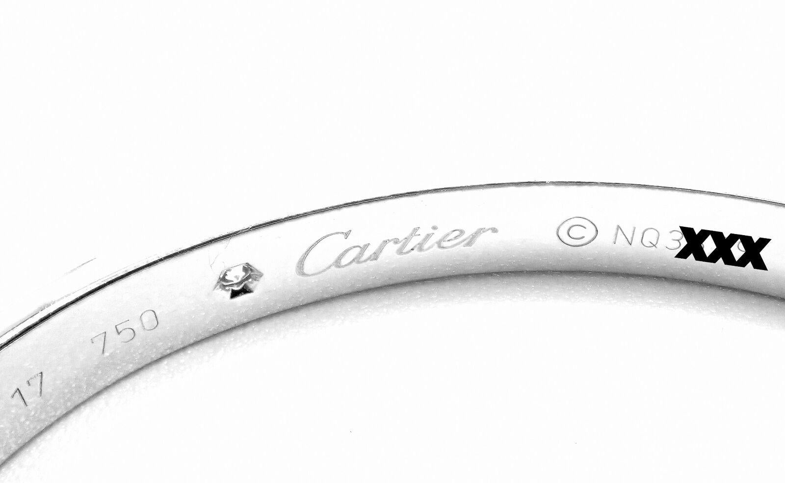 Cartier Four Diamond White Gold Love Bangle Bracelet Size 17 In Excellent Condition For Sale In Holland, PA