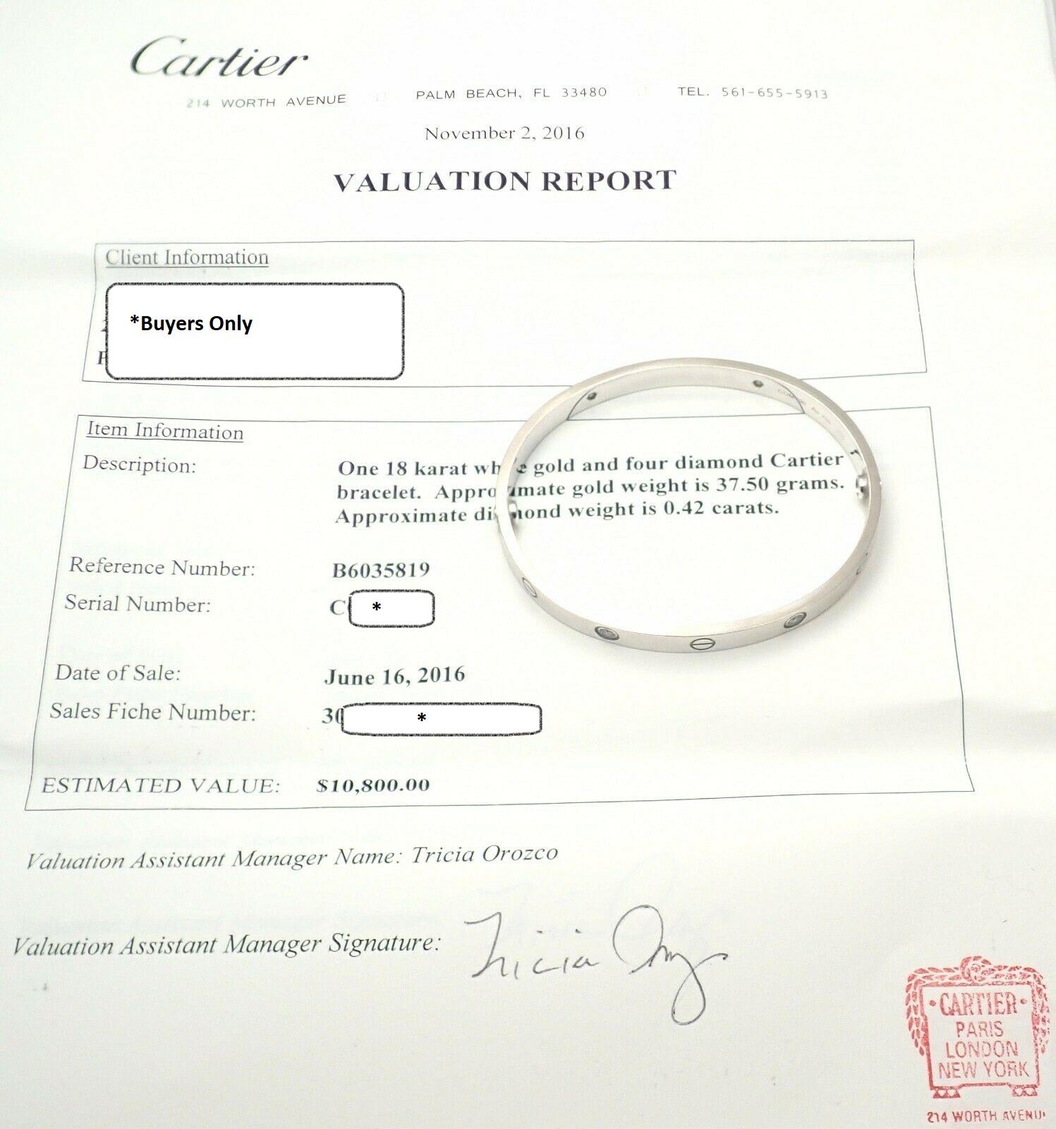Cartier Four-Diamond White Gold New Screw System Love Bangle Bracelet 3