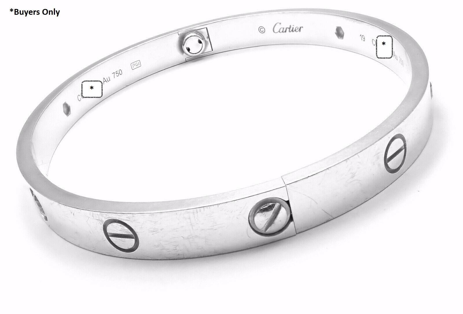 Women's or Men's Cartier Four-Diamond White Gold New Screw System Love Bangle Bracelet