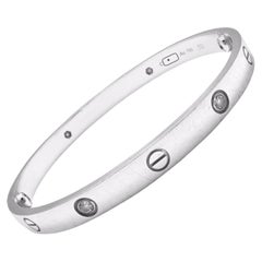 Cartier Four-Diamond White Gold New Screw System Love Bangle Bracelet