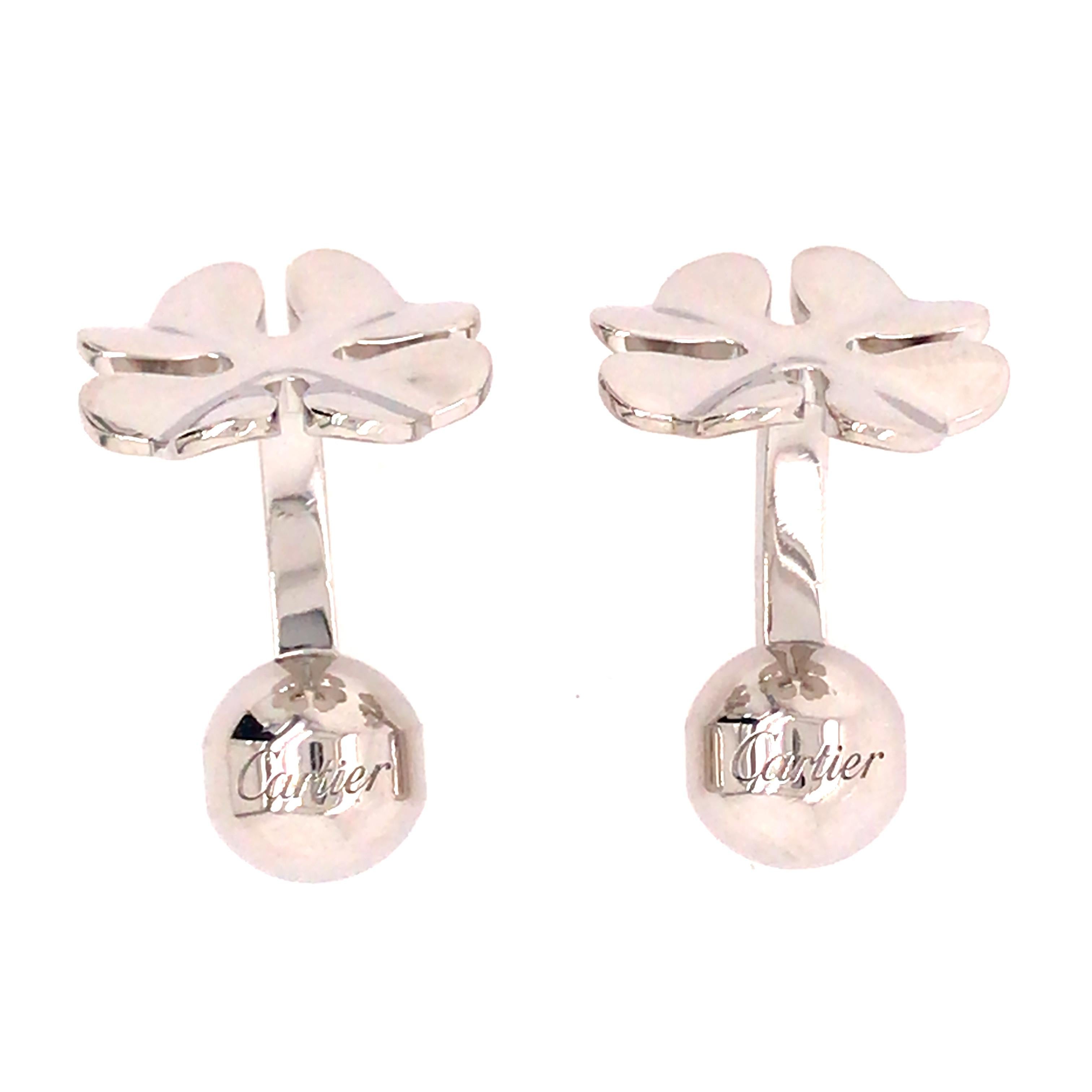 Cartier Four Leaf Clover Cuff Links in Sterling Silver 1