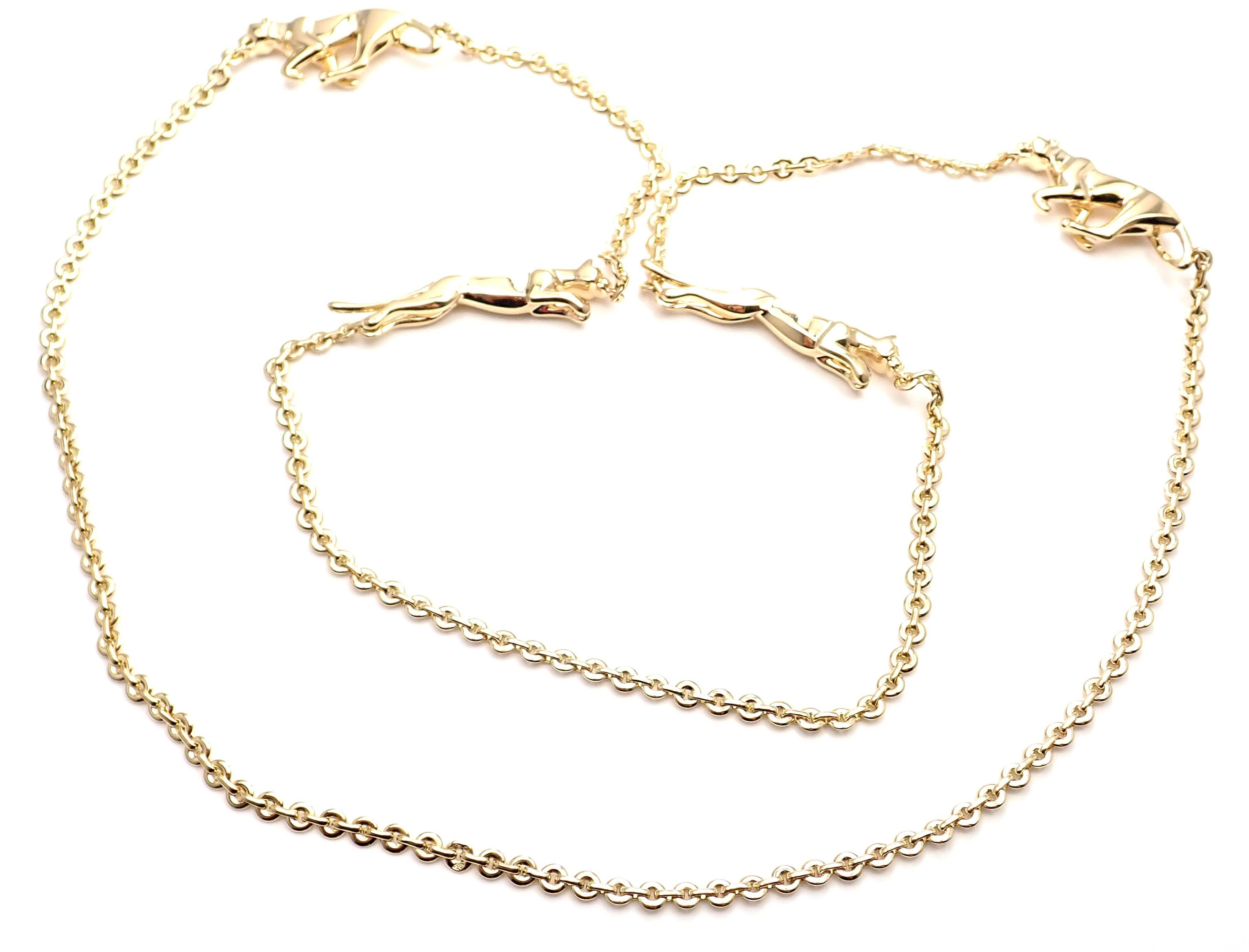 Cartier Four Panther Panthere Link Yellow Gold Chain Necklace 2