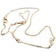 Cartier Four Panther Panthere Link Yellow Gold Chain Necklace