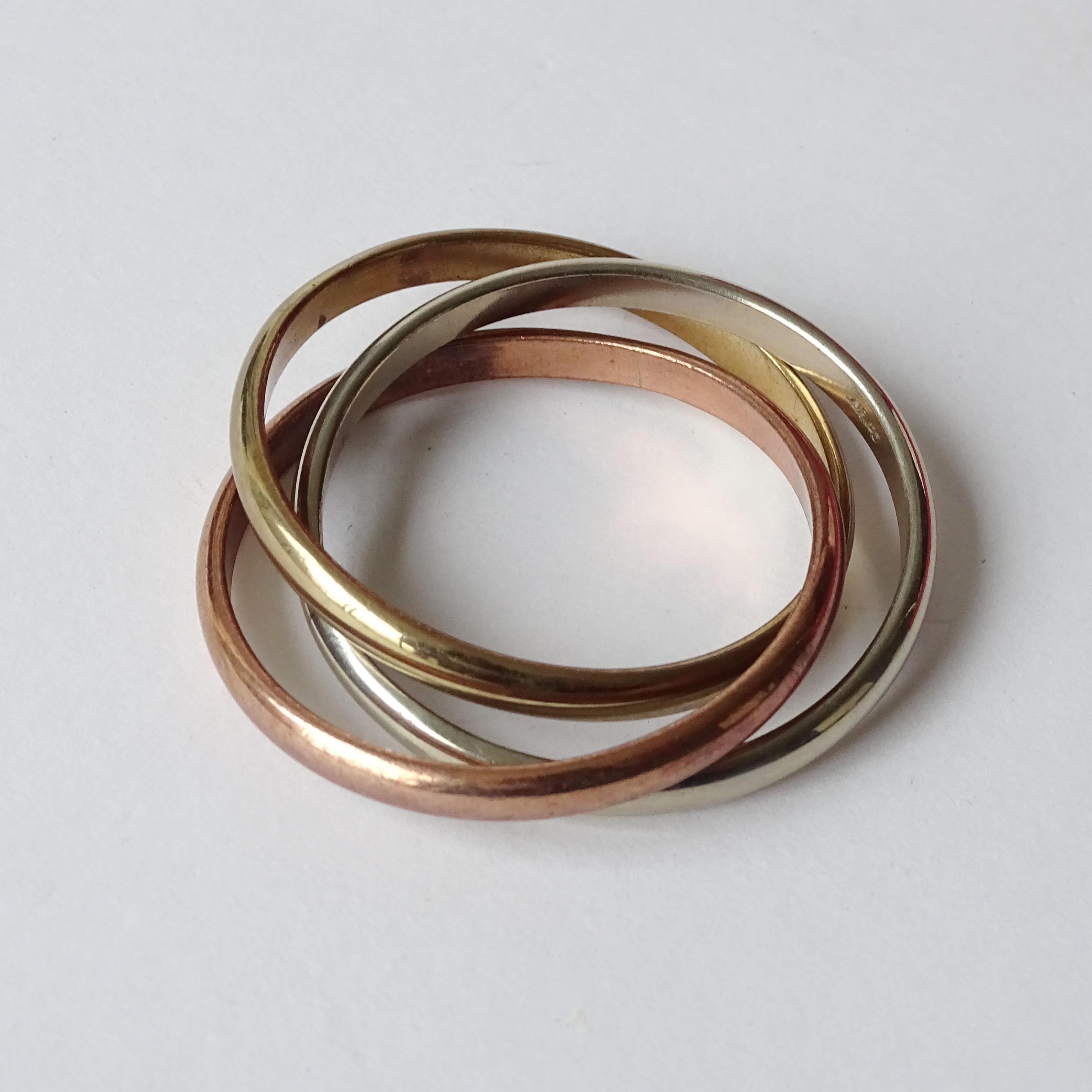 French Cartier Four Trinity Napkin Rings in their original Box, France 1970s