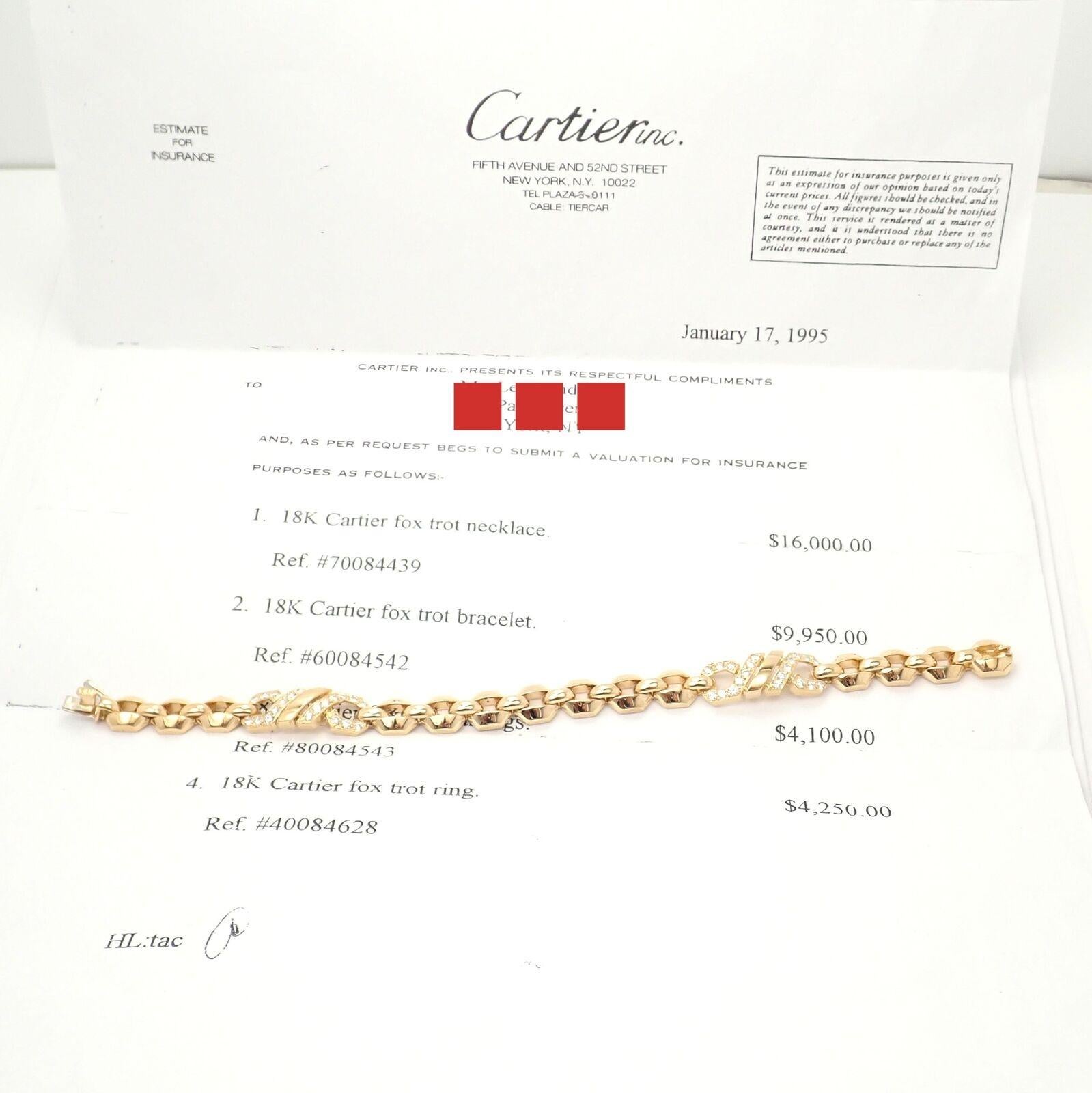 Brilliant Cut Cartier Fox Trot Diamond Yellow Gold Bracelet For Sale