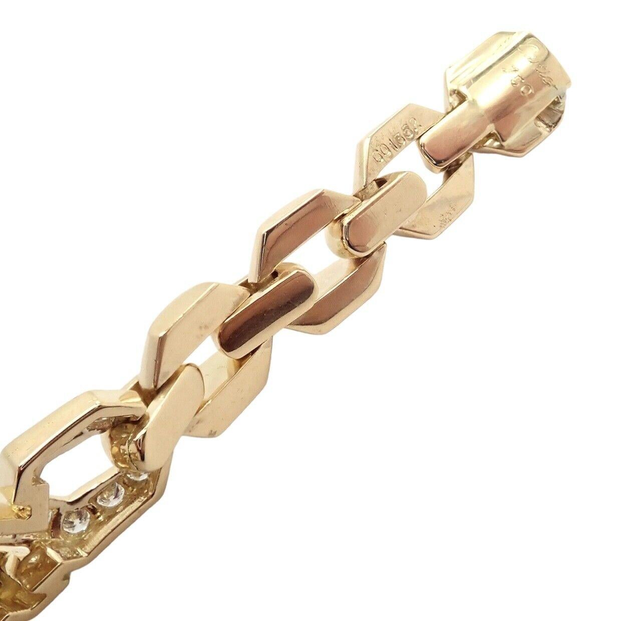 Women's or Men's Cartier Fox Trot Diamond Yellow Gold Bracelet For Sale