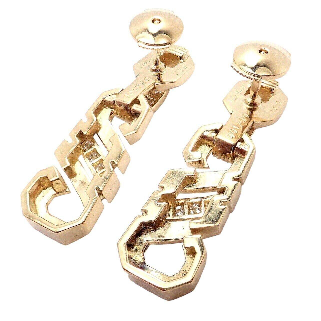 Cartier Gelbgold-Ohrringe mit Fuchs-Trot-Diamant für Damen oder Herren im Angebot