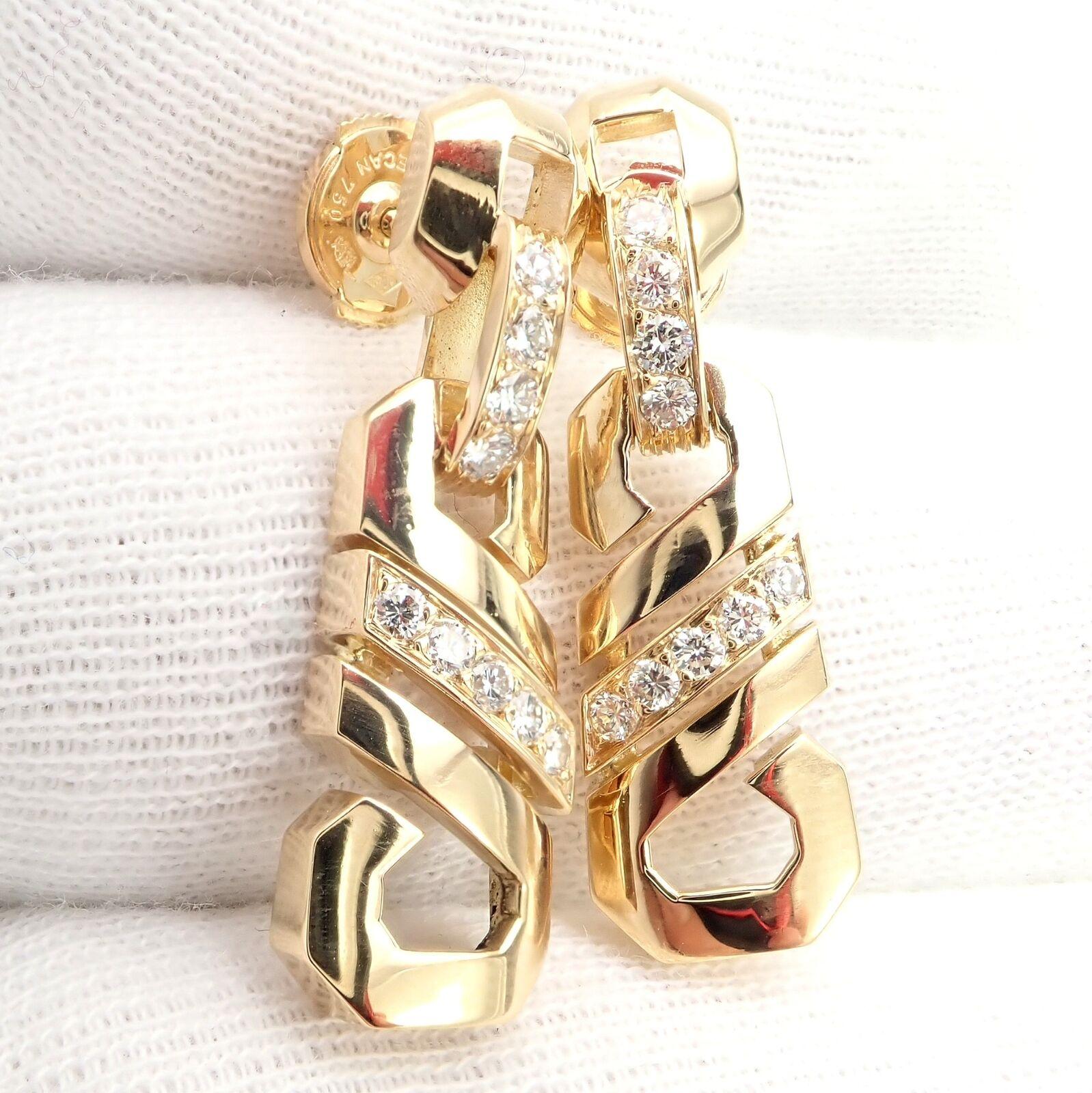Brilliant Cut Cartier Fox Trot Diamond Yellow Gold Earrings