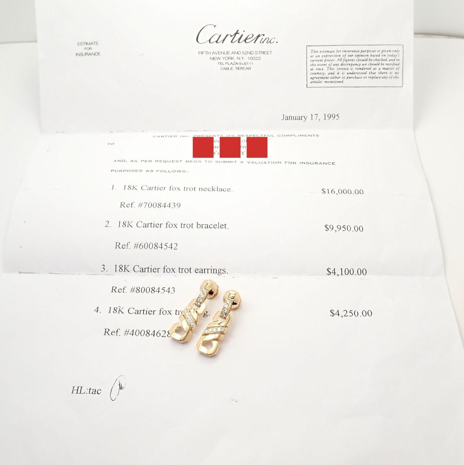 Cartier Fox Trot Diamond Yellow Gold Earrings In Excellent Condition In Holland, PA