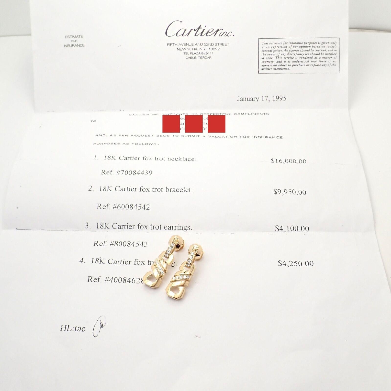 Cartier Fox Trot Diamond Yellow Gold Earrings In Excellent Condition For Sale In Holland, PA