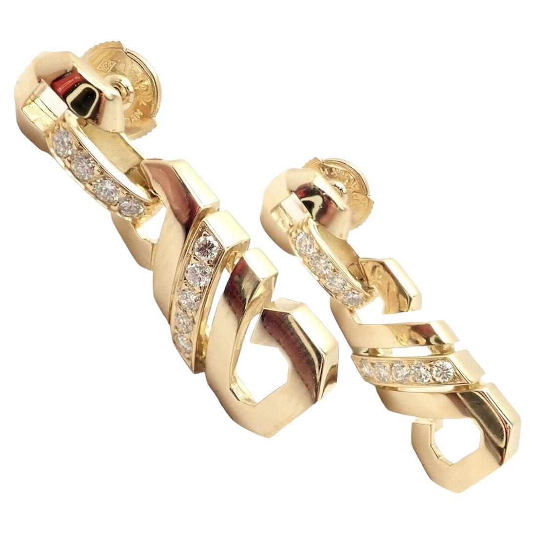 Cartier Gelbgold-Ohrringe mit Fuchs-Trot-Diamant im Angebot