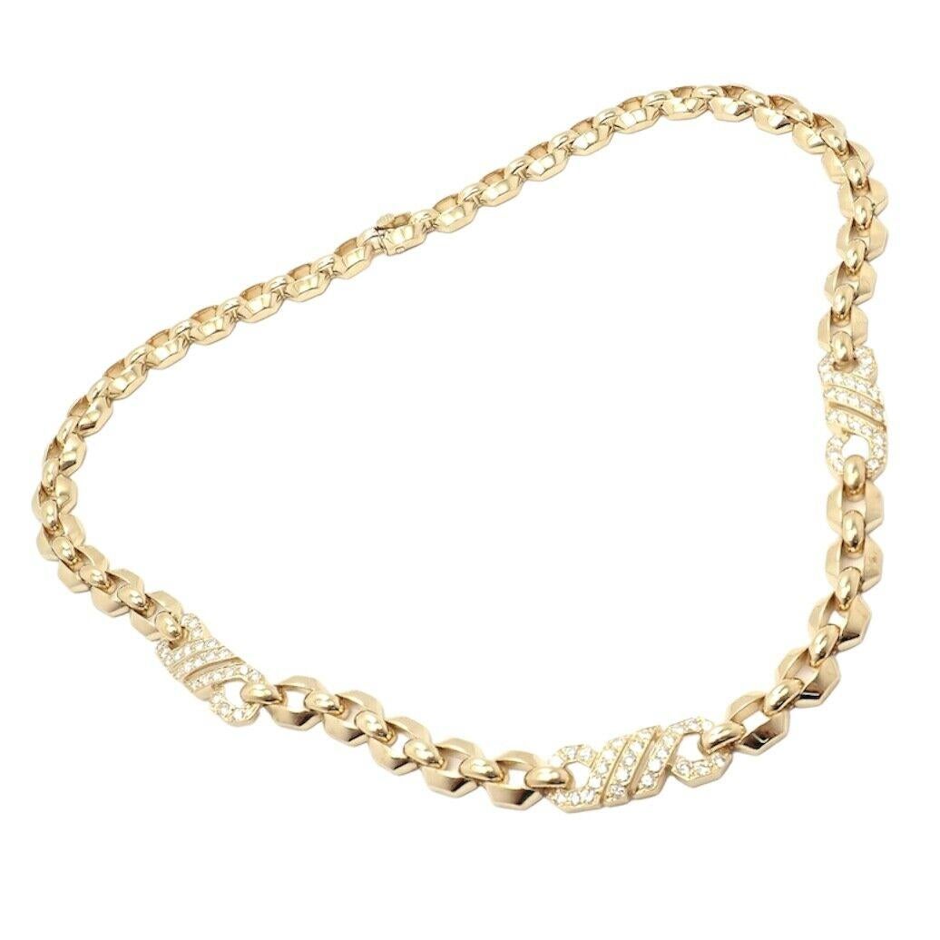 Brilliant Cut Cartier Fox Trot Diamond Yellow Gold Necklace For Sale