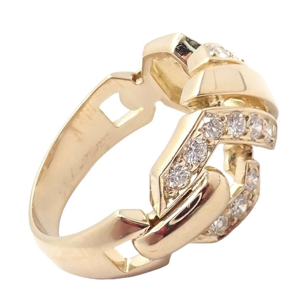 Brilliant Cut Cartier Fox Trot Diamond Yellow Gold Ring For Sale