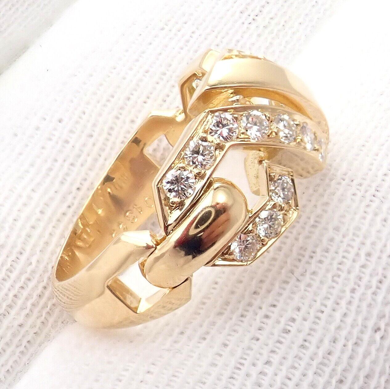 Cartier Fox Trot Diamond Yellow Gold Ring In Excellent Condition For Sale In Holland, PA
