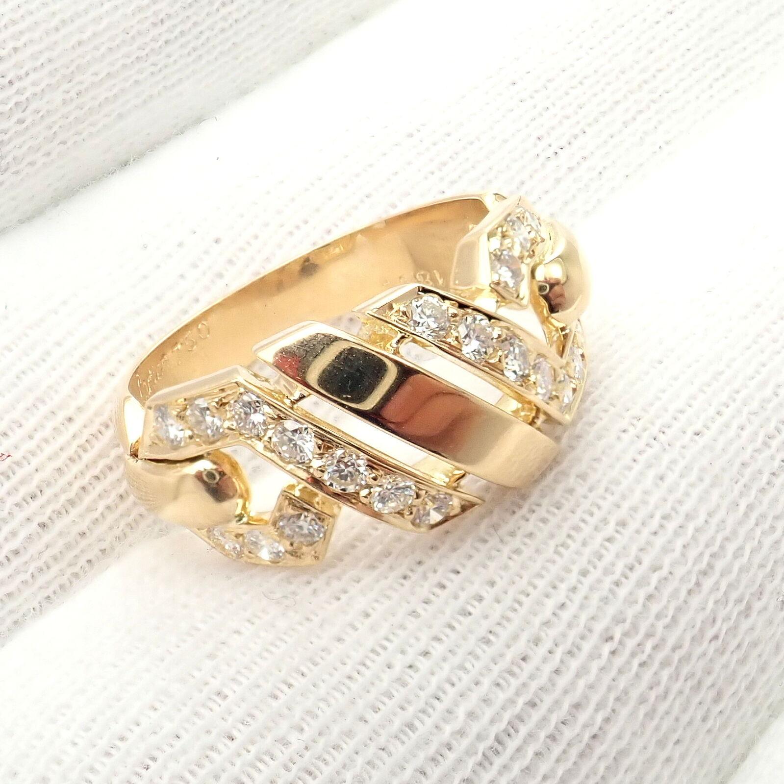 Women's or Men's Cartier Fox Trot Diamond Yellow Gold Ring For Sale