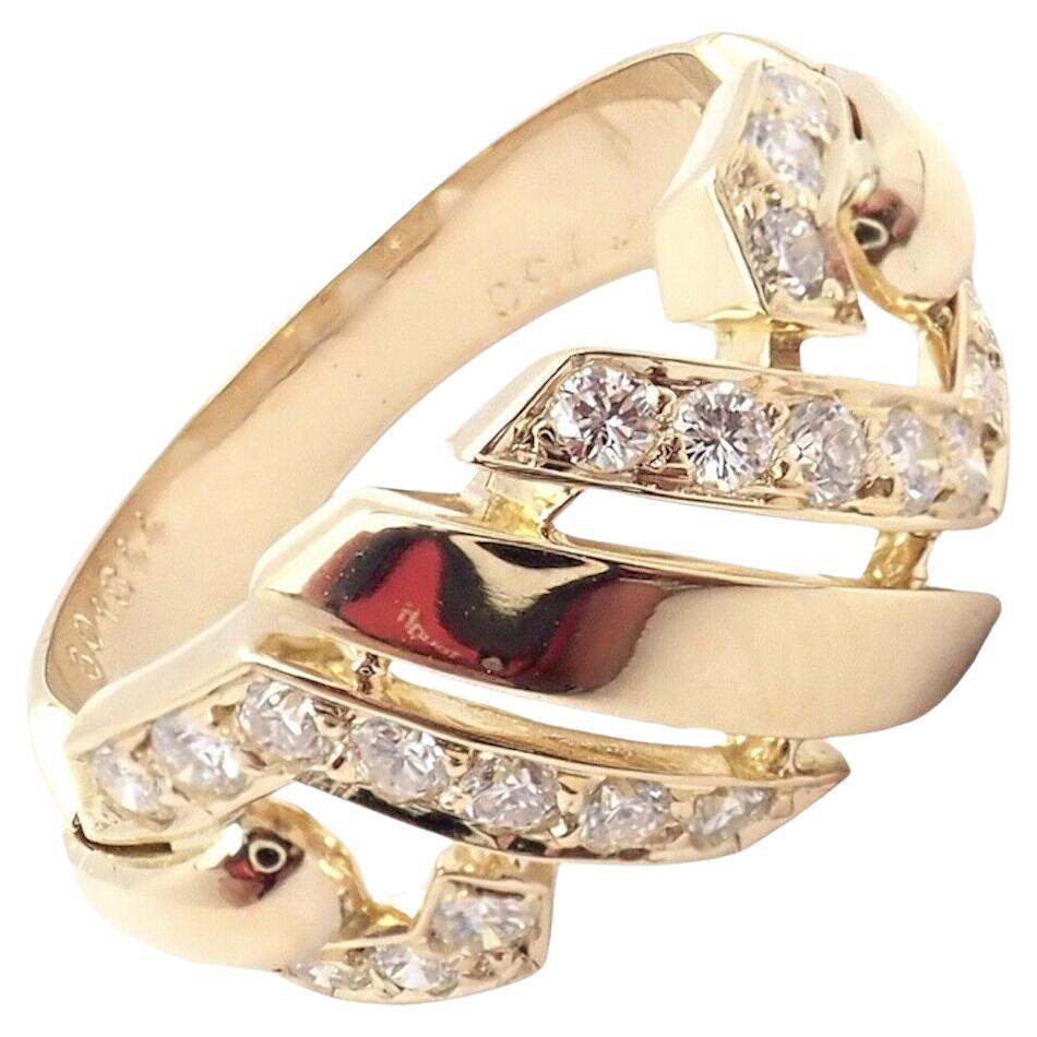 Cartier Fox Trot Diamond Yellow Gold Ring For Sale