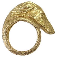 Cartier France 18 Karat Yellow Gold Greyhound Ring