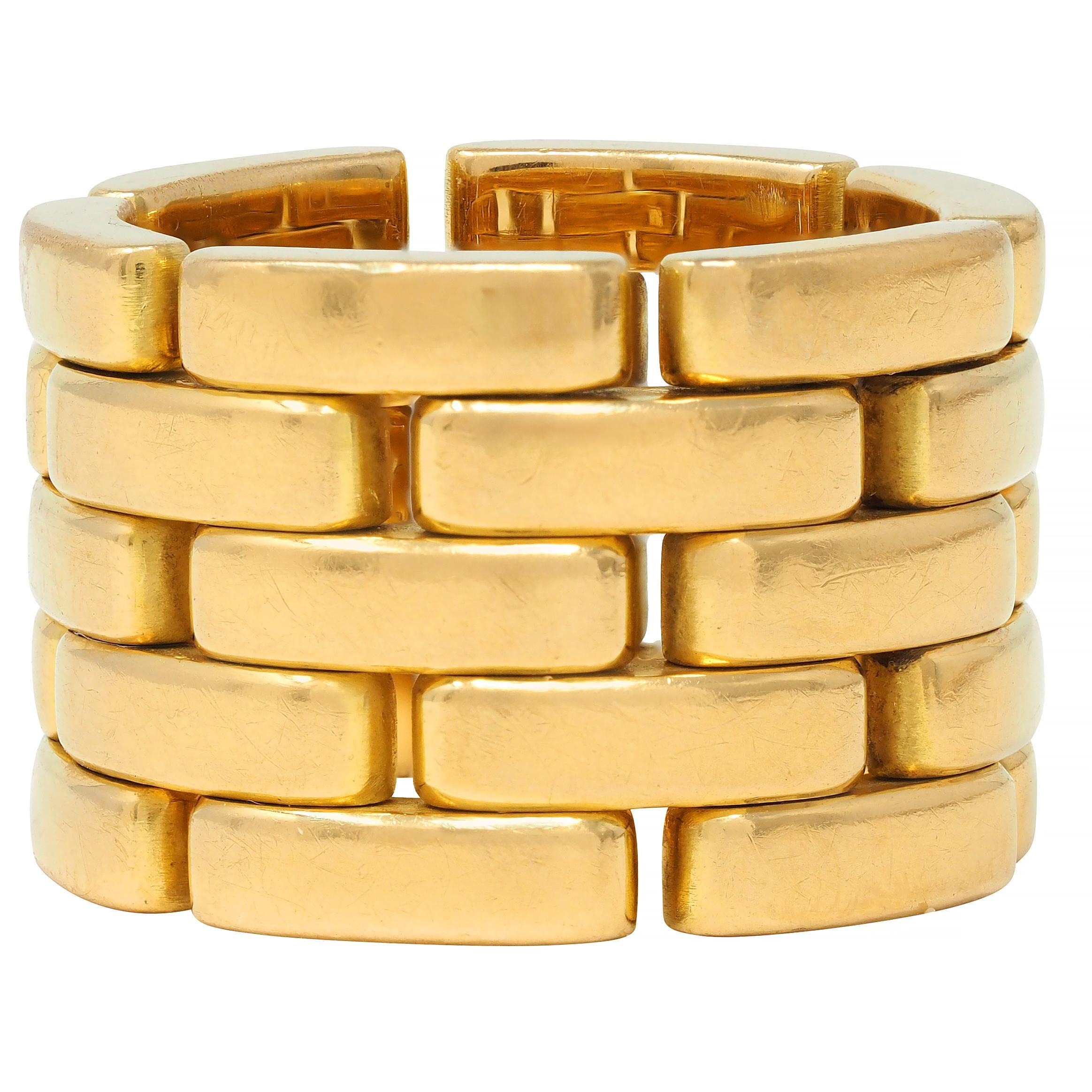 Cartier France 18 Karat Yellow Gold Wide Maillon Panthére Unisex 54 Band Ring 1