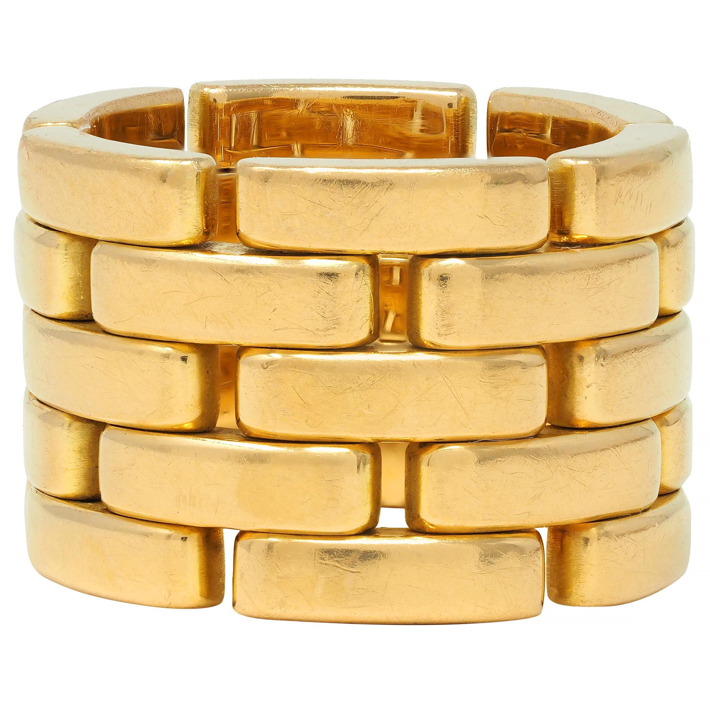 Cartier France 18 Karat Yellow Gold Wide Maillon Panthére Unisex 54 Band Ring 2
