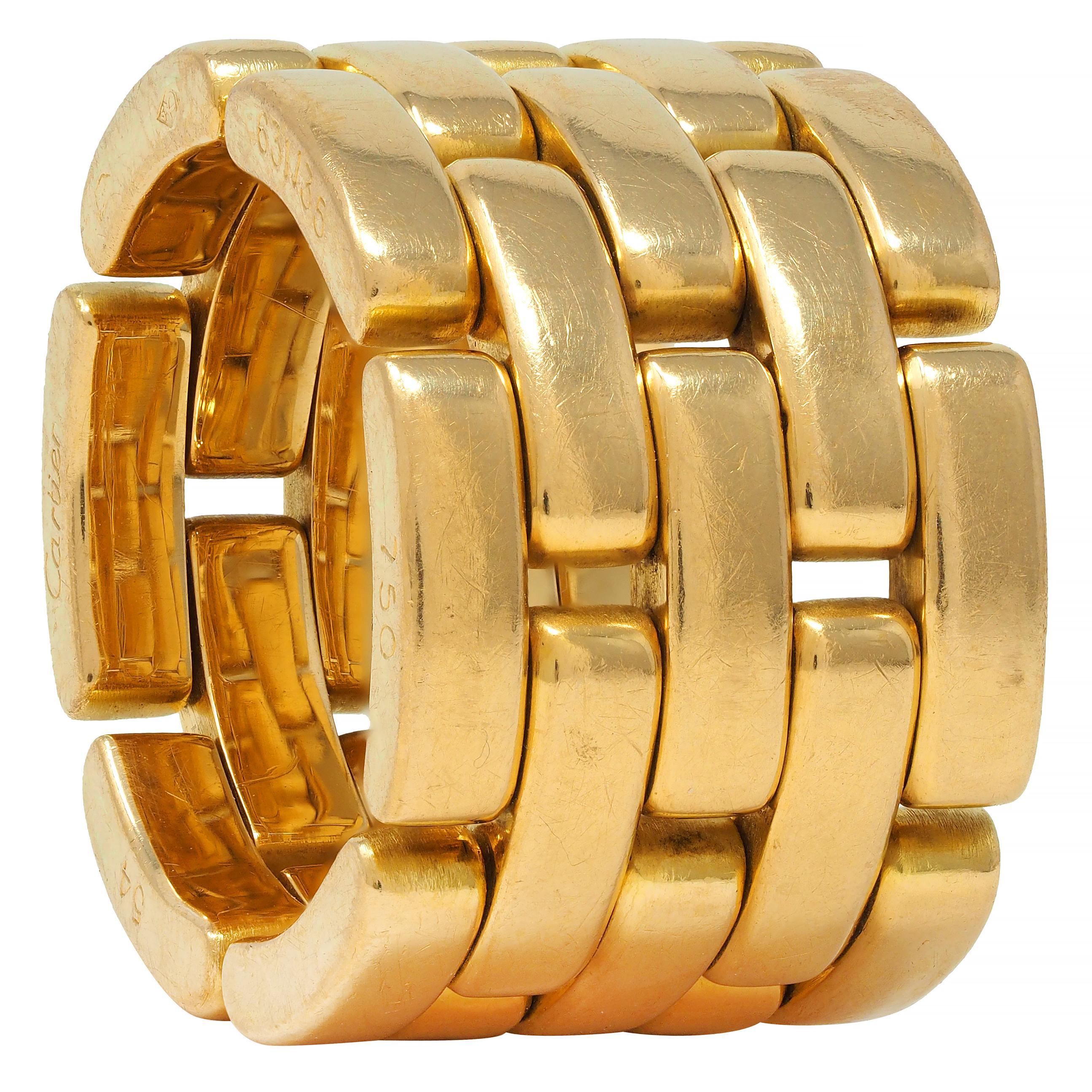 Cartier France 18 Karat Yellow Gold Wide Maillon Panthére Unisex 54 Band Ring 5