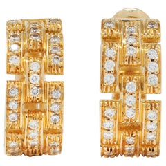 Cartier Frankreich 1,80 CTW Diamant 18 Karat Gold Maillon Panthere J Creolen Ohrringe