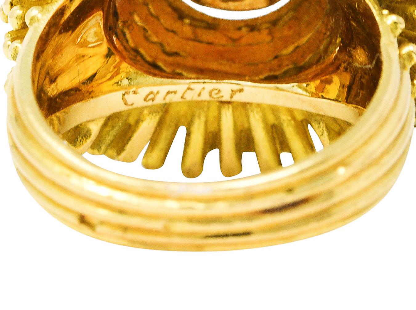 Cartier France 1960's Pearl 18 Karat Yellow Gold Organic Burst Vintage Ring 4