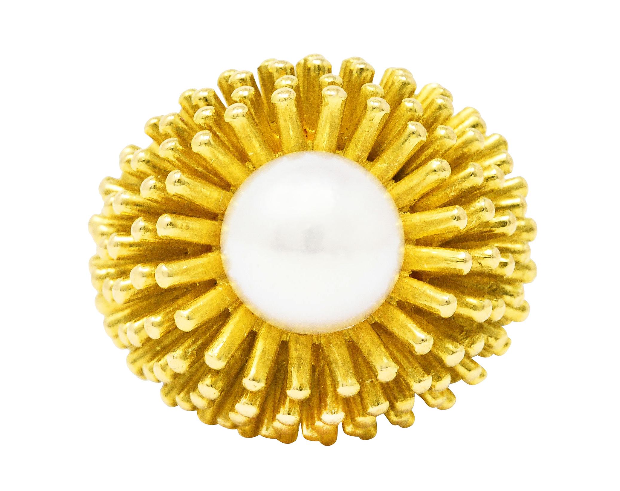 Contemporary Cartier France 1960's Pearl 18 Karat Yellow Gold Organic Burst Vintage Ring