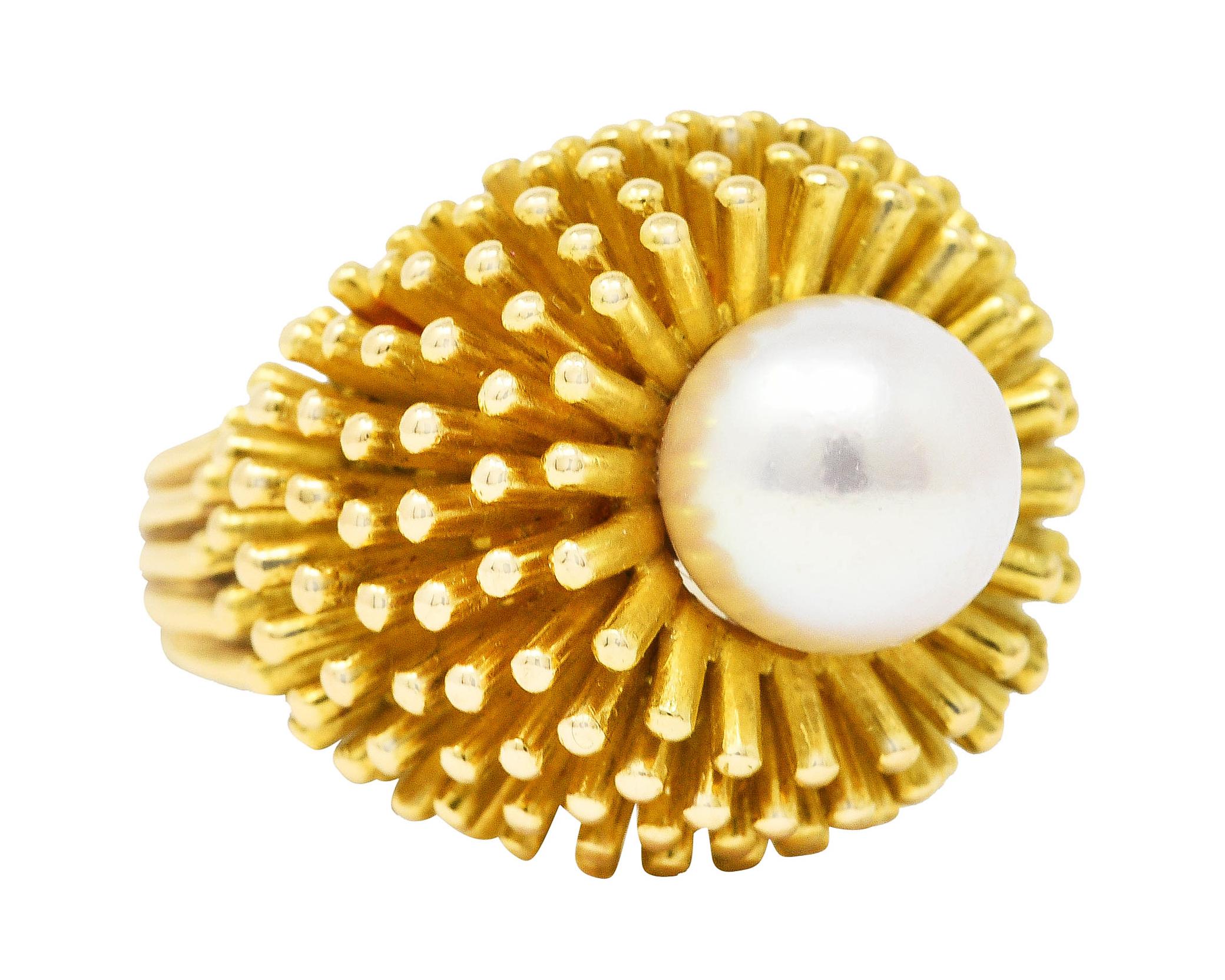 Uncut Cartier France 1960's Pearl 18 Karat Yellow Gold Organic Burst Vintage Ring