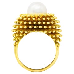 Cartier France 1960's Pearl 18 Karat Yellow Gold Organic Burst Vintage Ring