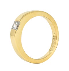Cartier France 1997 0.25 Ct Princess Cut Diamond 18 Karat Gold Vintage Tank Ring