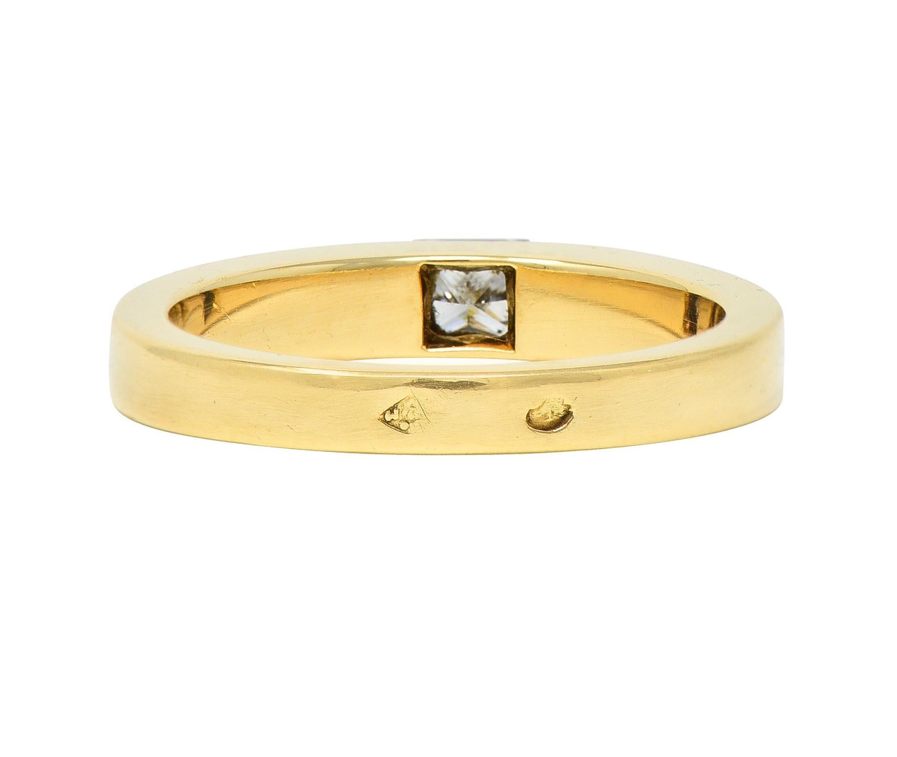 Women's or Men's Cartier France 1997 0.25 Ct Princess Cut Diamond 18 Karat Gold Vintage Tank Ring