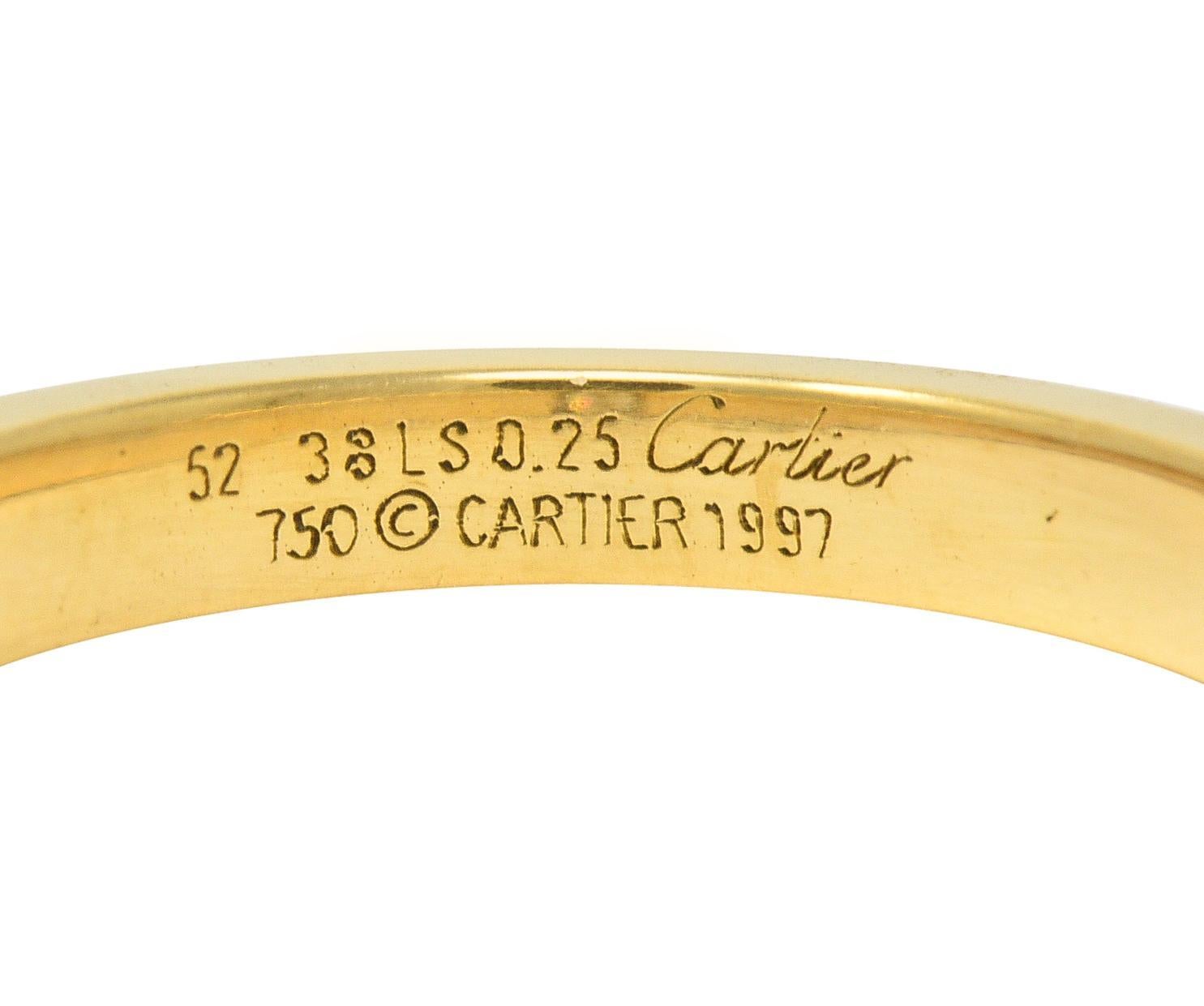 Cartier France 1997 0.25 Ct Princess Cut Diamond 18 Karat Gold Vintage Tank Ring 4