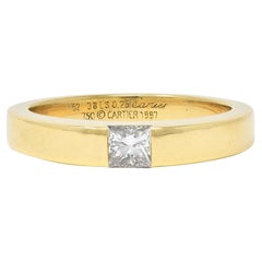 Cartier Frankreich 1997 0,25 Karat Diamant im Prinzessinnenschliff 18 Karat Gold Vintage Tank-Ring
