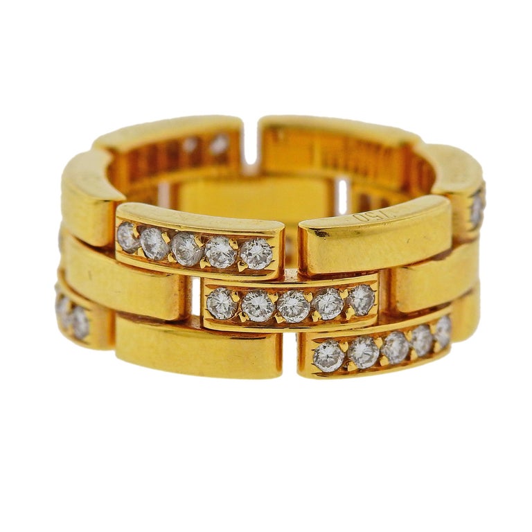 Cartier, France 45 Round Diamond and Gold 'Panther' Band Ring For Sale ...