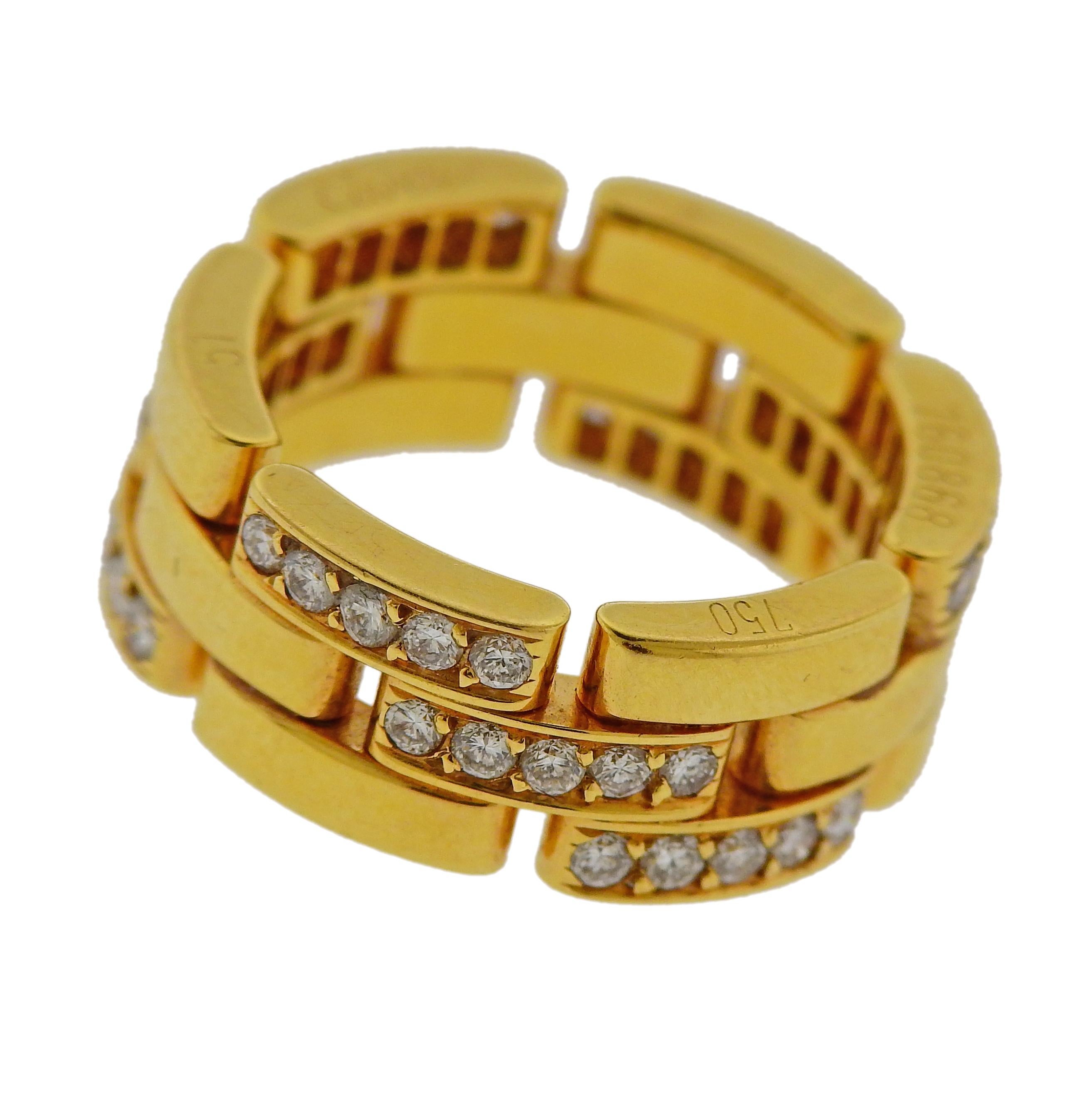 Cartier, France, bague à anneau « Panthère » en or et diamants ronds 45 Excellent état - En vente à New York, NY