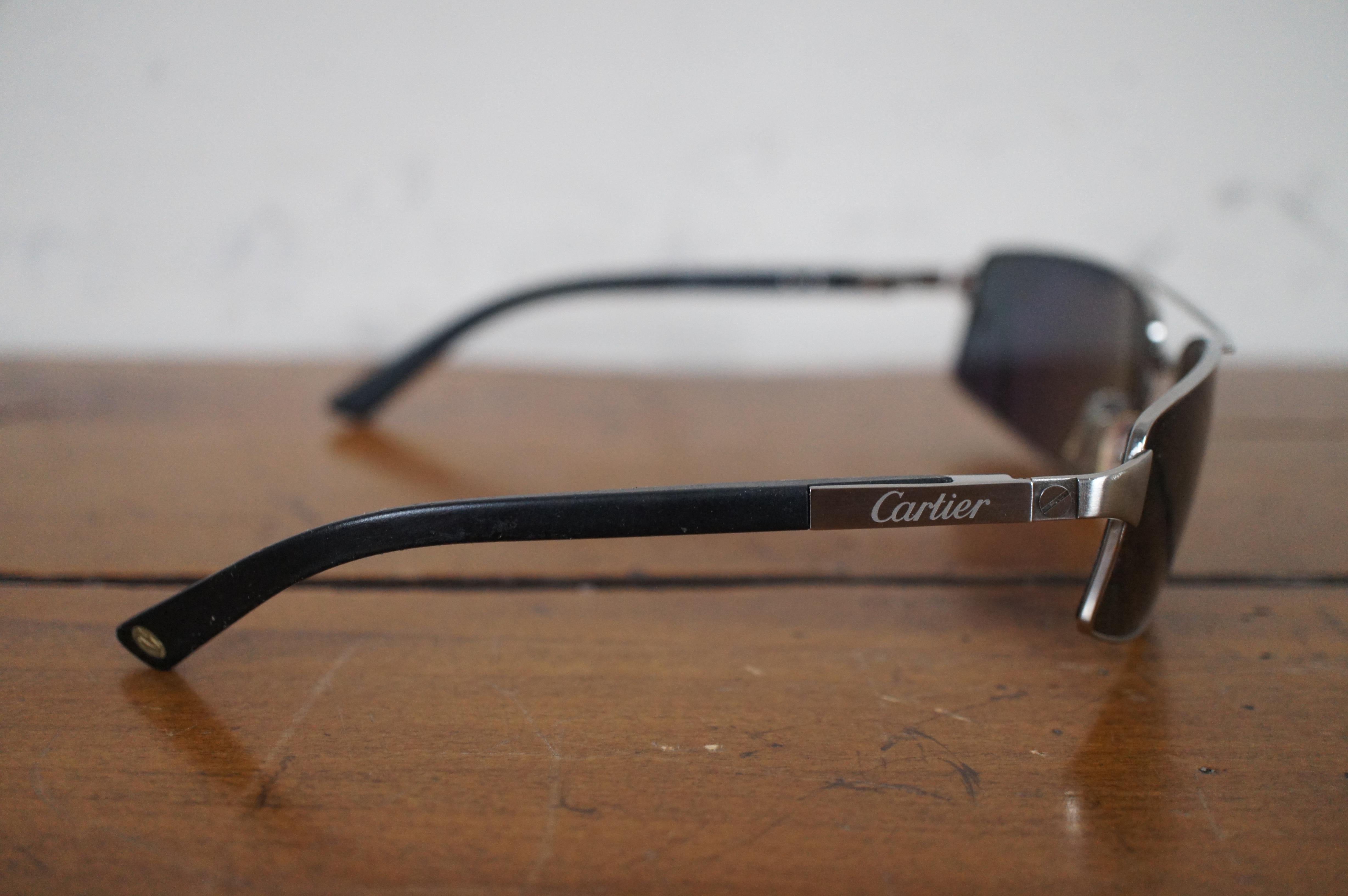 Cartier France 60-18 130 Santos Galaxy Aviator Rimless Polarized Sunglasses COA In Good Condition In Dayton, OH