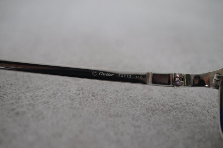 Cartier France 60-18 130 Santos Galaxy Aviator Rimless Sunglasses COA ...