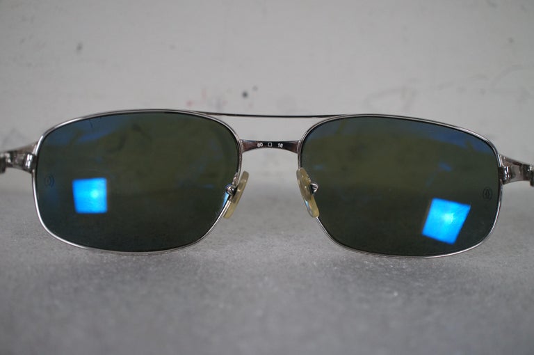 Cartier France 60-18 130 Santos Galaxy Aviator Rimless Sunglasses COA ...