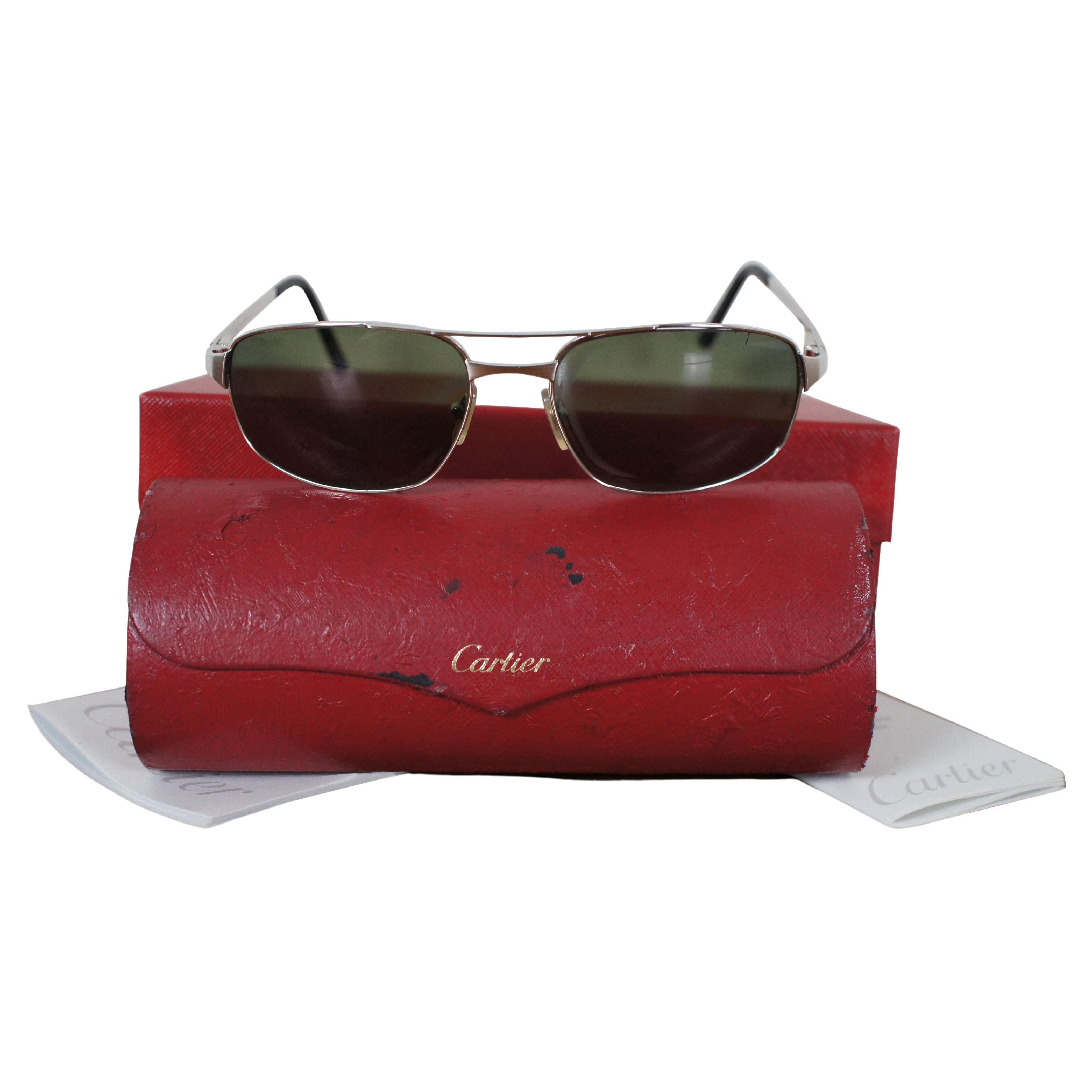 Cartier France 60-18 130 Santos Galaxy Aviator Lunettes de soleil sans monture COA