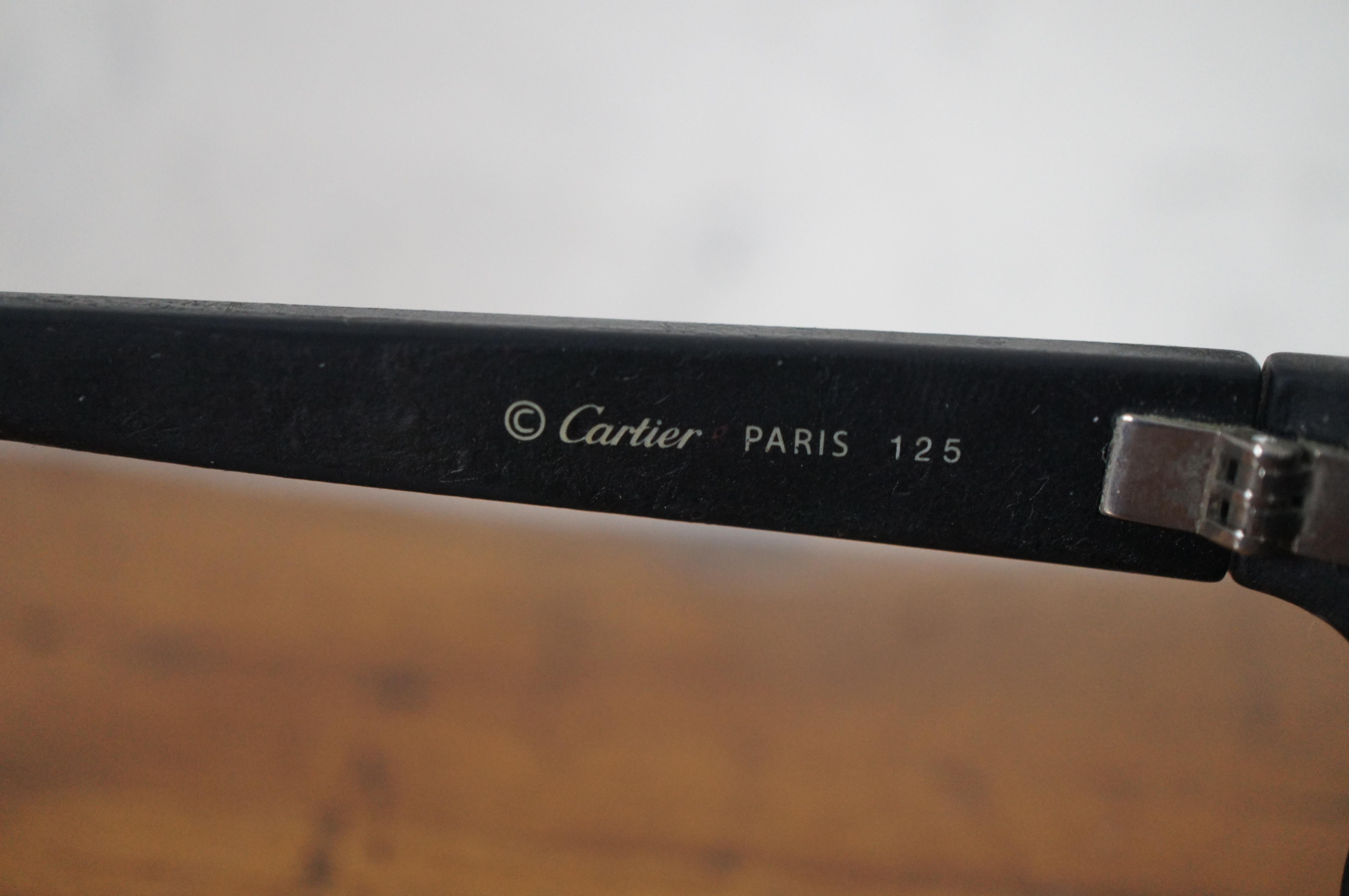 Caoutchouc Cartier France 68-10 125 Sport Mens Matte Black Rubber Sunglasses & Case en vente